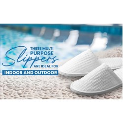 Egyptian Cotton Closed Toe Luxury Waffle Slippers